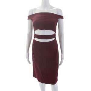 N/Nicholas Womens Boat Neck Cut-Out Sleeveless Sheath Dress Burgundy Size 6